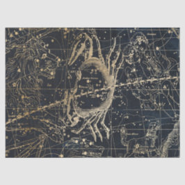 Papel De Seda Série Mapa Estelar Galáxia Dourada Design 6