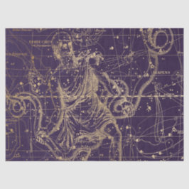 Papel De Seda Série Mapa Estelar Galáxia Dourada Design 9