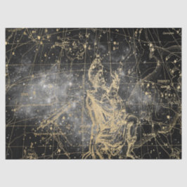Papel De Seda Série Mapa Estelar Galáxia Dourada e Preta Design 