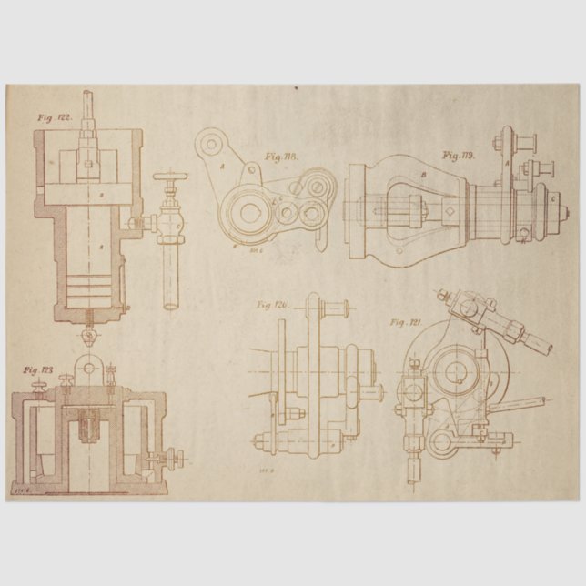 Papel De Seda Série Mecânica Steampunk Design nº 2 (Frente )