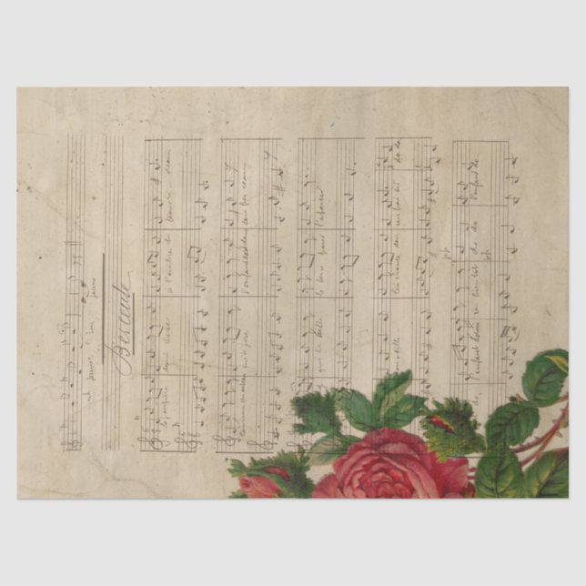 Papel De Seda Série Música e Rosas Design 12 (Frente )