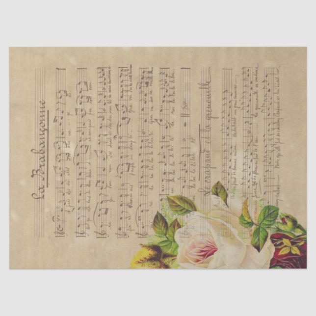 Papel De Seda Série Música e Rosas Design 13 (Frente )