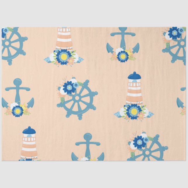 Papel De Seda Série Náutica Floral Design 4 (Frente )