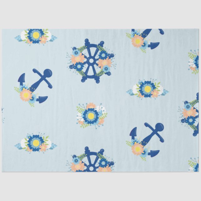 Papel De Seda Série Náutica Floral Design 8 (Frente )