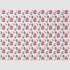 Papel De Seda Série Náutica Vermelha e Marinho 1