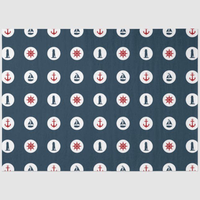 Papel De Seda Série Náutica Vermelho e Azul Design 7 (Frente )