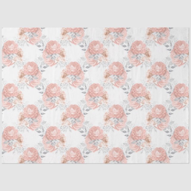 Papel De Seda Série Pêssego e Prata Design 2 (Frente )