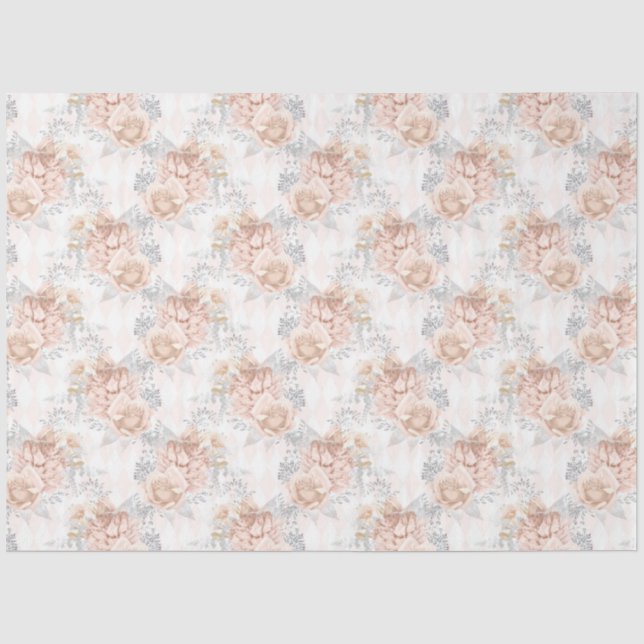 Papel De Seda Série Pêssego e Prata Design 3 (Frente )
