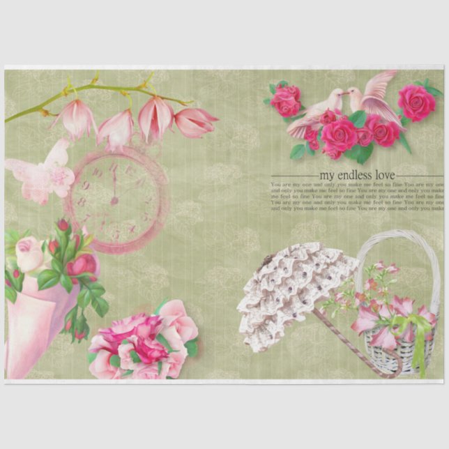 Papel De Seda Série Rosa Romântica Design 11 (Frente )