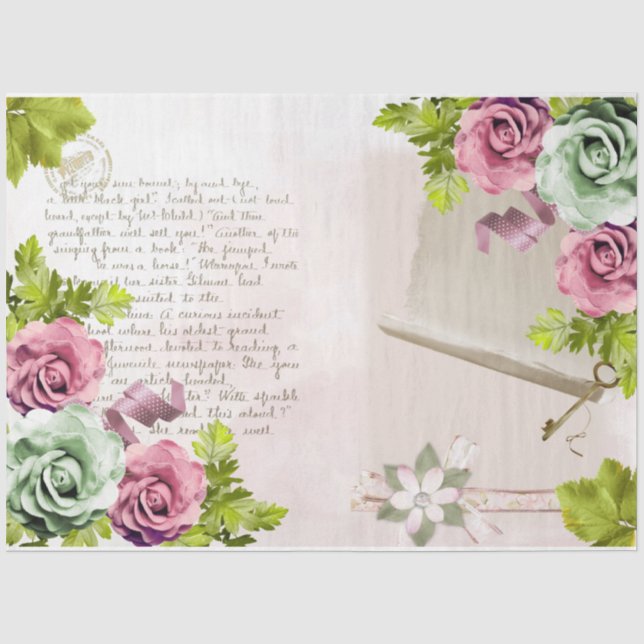 Papel De Seda Série Rosa Romântica Design 13 (Frente )