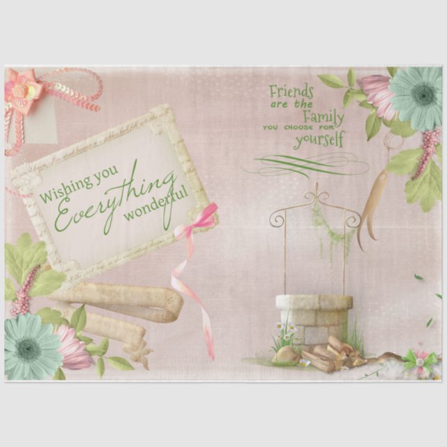 Papel De Seda Série Rosa Romântica Design 15 (Frente )