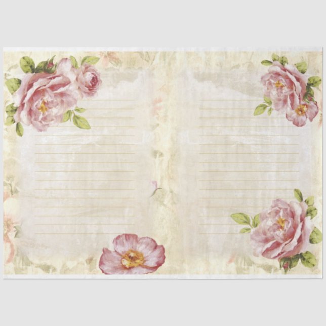 Papel De Seda Série Rosa Romântica Design 7 (Frente )