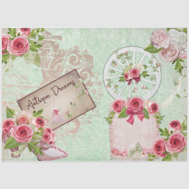 Papel De Seda Série Rosa Romântica Design 9 (Frente )