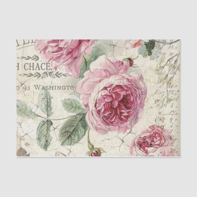 Papel De Seda Série Rosa Shabby Chic Design 11 (Frente )