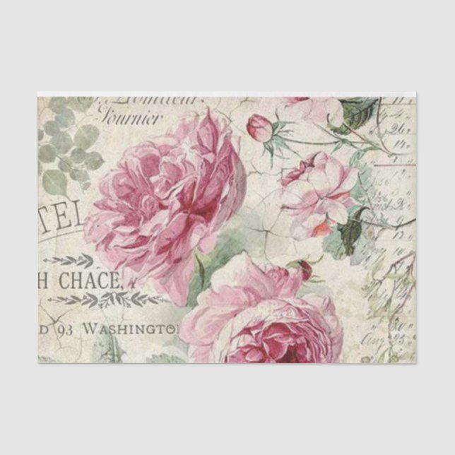 Papel De Seda Série Rosa Shabby Chic Design 12 (Frente )