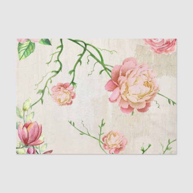 Papel De Seda Série Rosa Shabby Chic Design 2 (Frente )