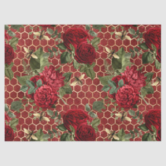 Papel De Seda Série Rosa Vermelha Abelha Design 45
