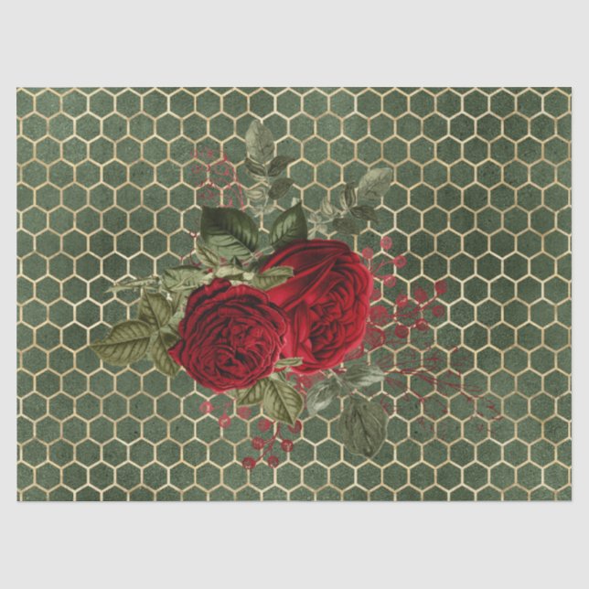 Papel De Seda Série Rosa Vermelha Abelha Design 70 (Frente )