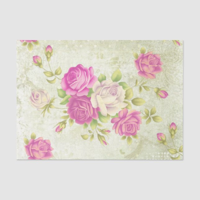 Papel De Seda Série Shabby Chic Rosa Design 1 (Frente )