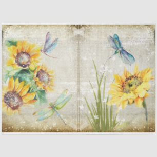 Papel De Seda Série Sunflower e Dragonfly Design 1