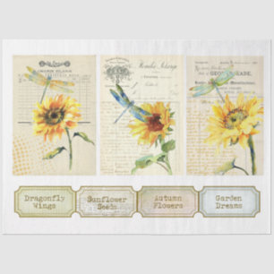 Papel De Seda Série Sunflower e Dragonfly Design 10