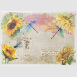 Papel De Seda Série Sunflower e Dragonfly Design 12
