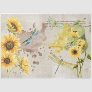 Papel De Seda Série Sunflower e Dragonfly Design 2