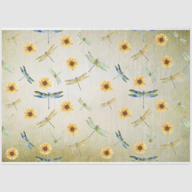 Papel De Seda Série Sunflower e Dragonfly Design 6 (Frente )