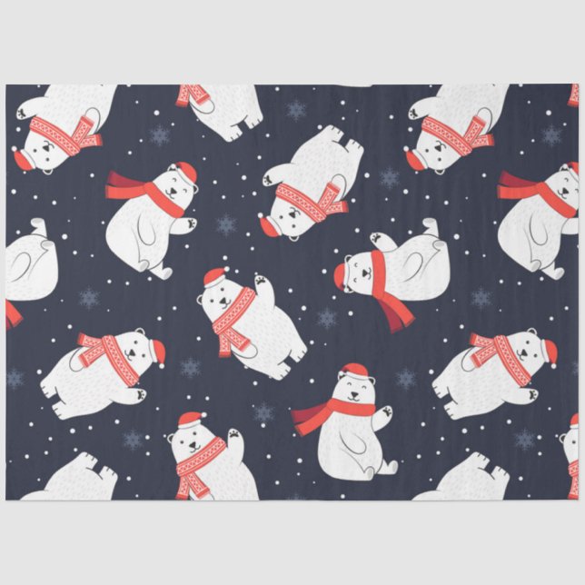 Papel De Seda Série Urso Polar Natal Design 11 (Frente )