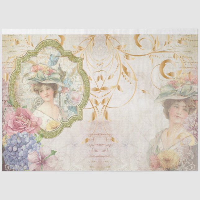 Papel De Seda Série Vitoriana Emphemera Design 9 (Frente )