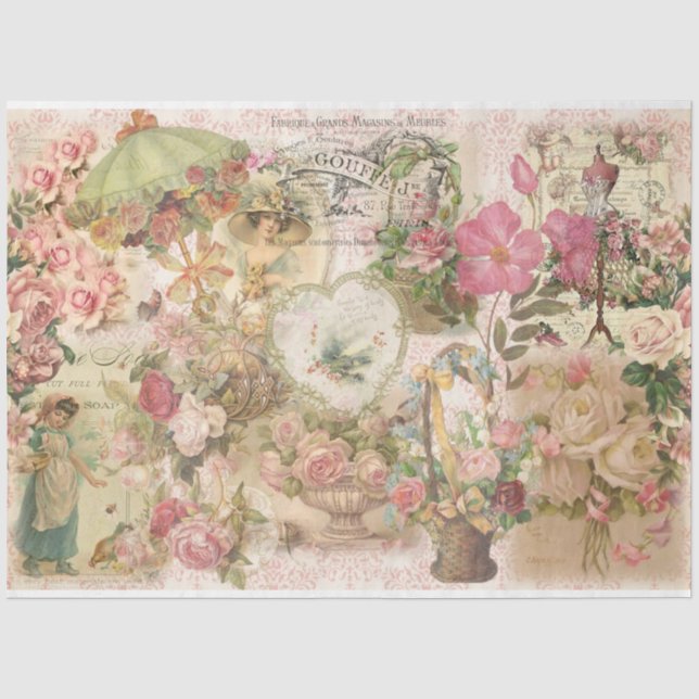 Papel De Seda Série Vitoriano Shabby Chic Design 1 (Frente )