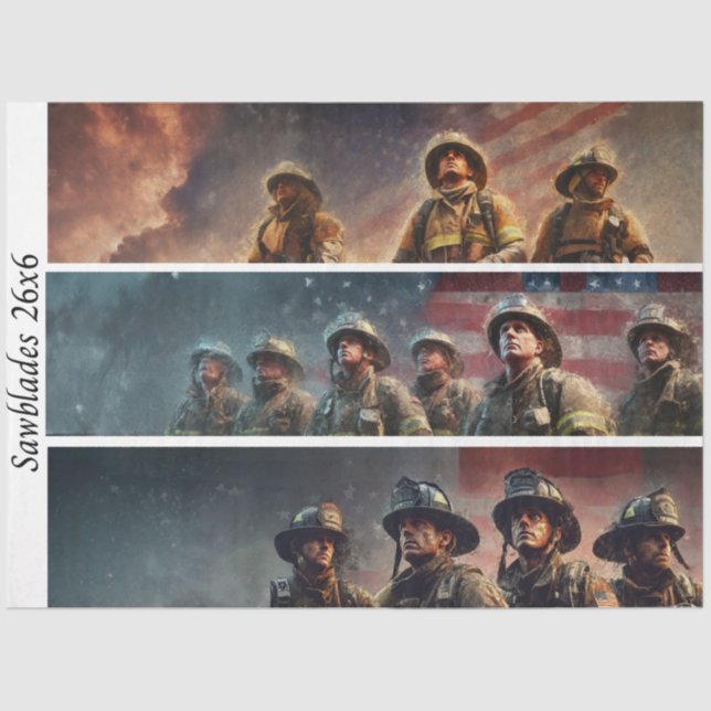 Papel De Seda Serra de mão com decoupage em homenagem aos bombei (Frente )