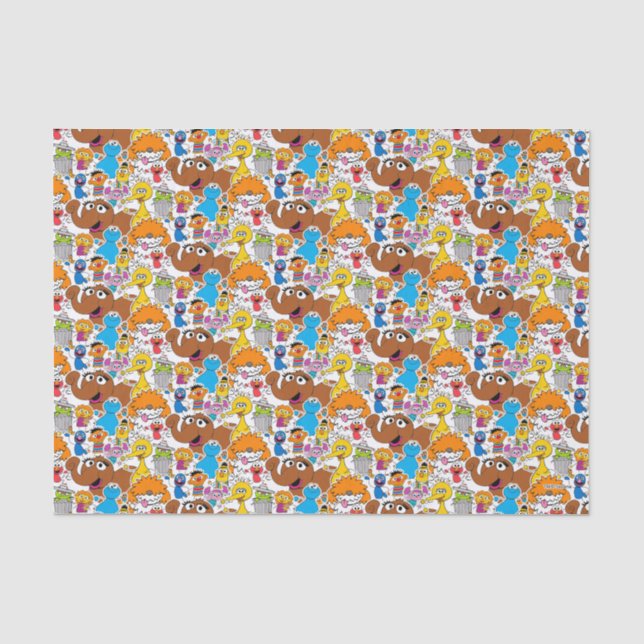 Papel De Seda Sesame Street Pals Doodley Patterno (Frente )