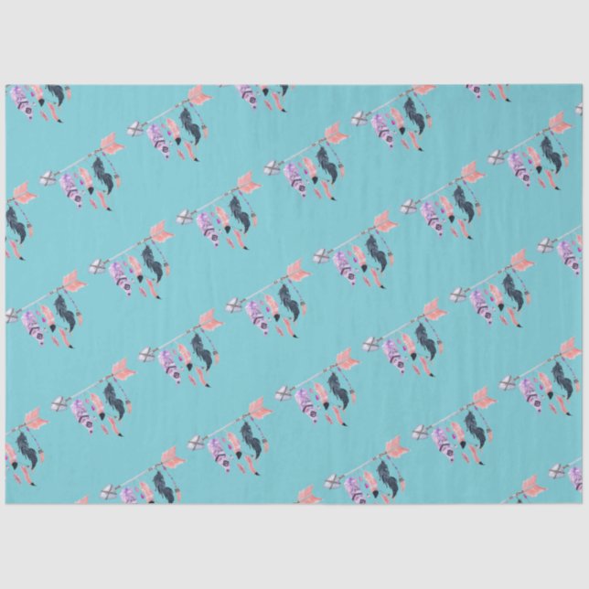 Papel De Seda Seta e Penas de Aquarela (Frente )