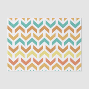 Papel De Seda Setas Retro Chevron Orange Teal Dourado