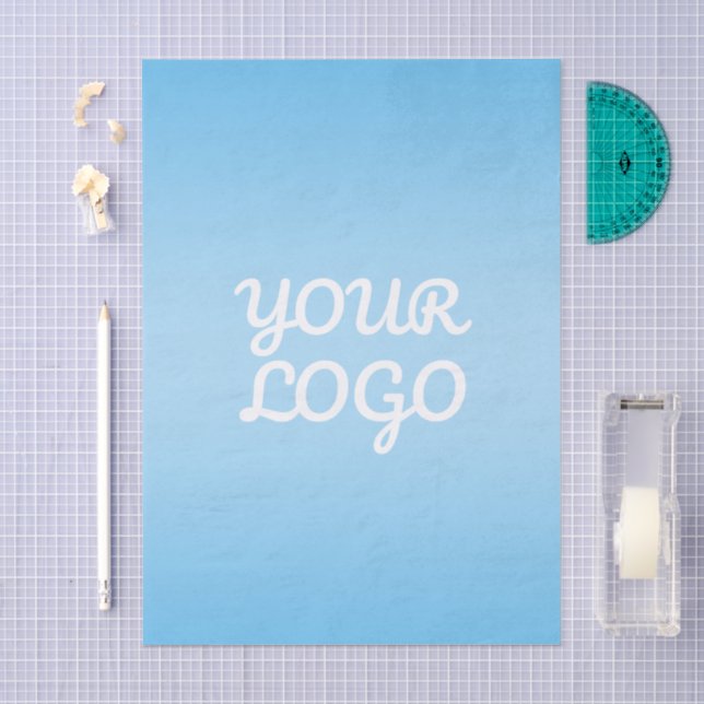 Papel De Seda Seu Logotipo & Moderno Simples Ombre | Azul Claro (Arte )