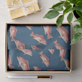 Papel De Seda Seu Padrão de Peixe Snapper de Aniversário Azul Es
