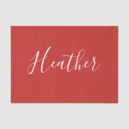 Papel De Seda Seu Script Branco Personalizado em Vermelho