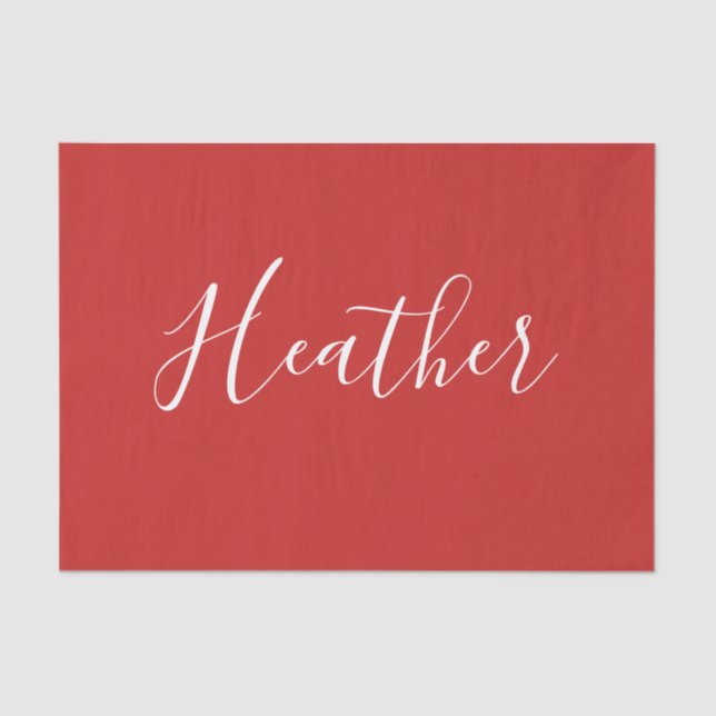 Papel De Seda Seu Script Branco Personalizado em Vermelho (Frente )