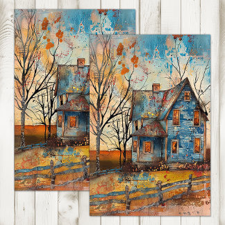 PAPEL DE SEDA SHABBY BLUE FARMHOUSE NO OUTONO