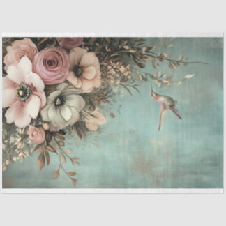 Papel De Seda Shabby Chic Beija-flor & Buquê Floral