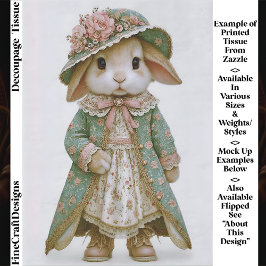Papel De Seda Shabby Chic Bunny in Floral Dress EV6L Decoupage