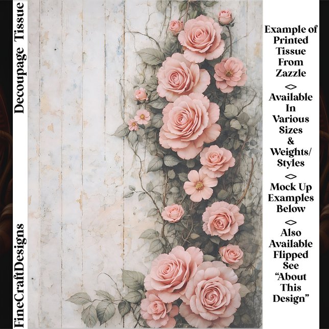 Papel De Seda Shabby Chic Climbing Pink Roses FD8R Decoupage (Criador carregado)