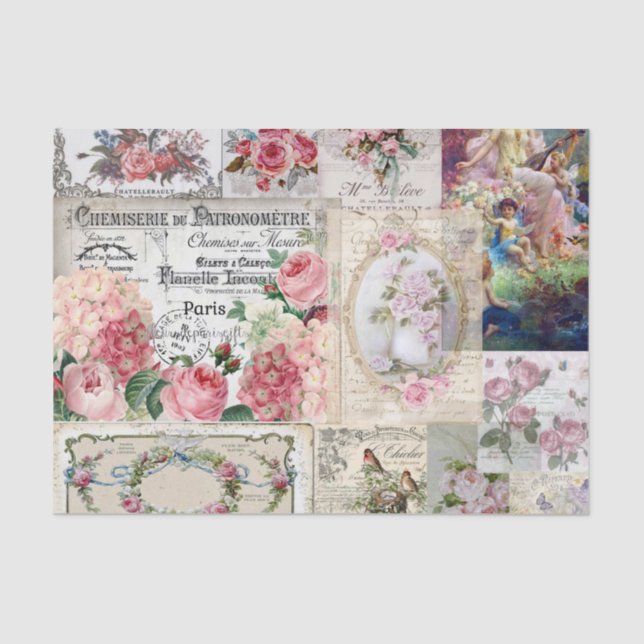 Papel De Seda Shabby chic collage,country victorian,decoupage, b (Frente )