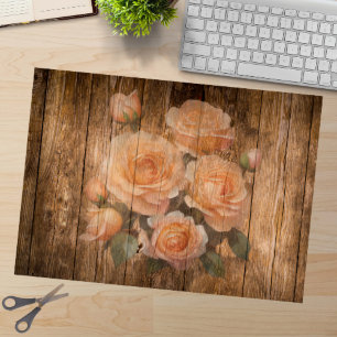 Papel De Seda Shabby Chic Rosa Pêssego Flor Decoupagem Vintage