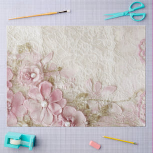 Papel De Seda Shabby Chic Rosa Renda