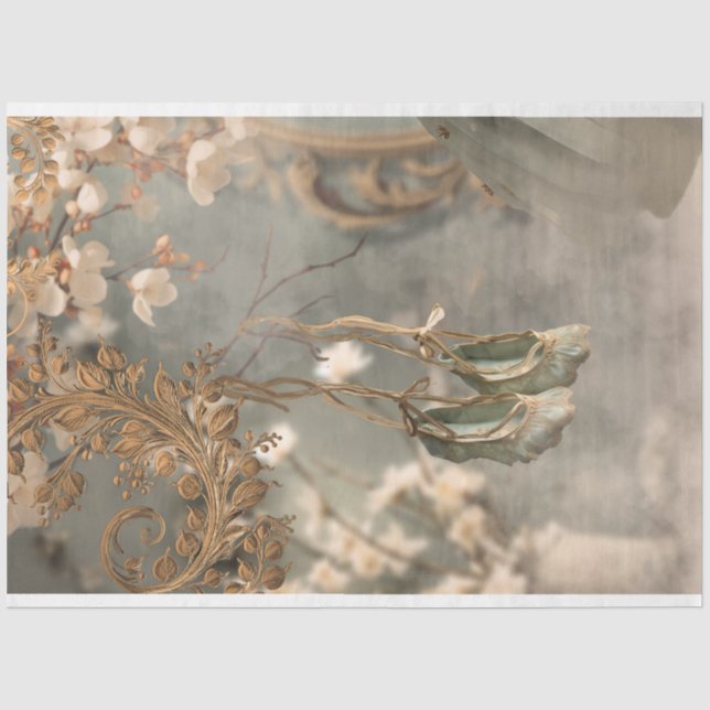Papel De Seda Shabby Chic, Sapatilhas de Bailarina Penduradas (Frente )
