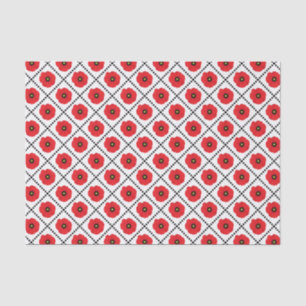 Papel De Seda Shabby Chic Vermelho, Preto e Branco Floral Papoul