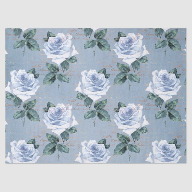 Papel De Seda Shabby Floral Blue Series Design 1 (Frente )