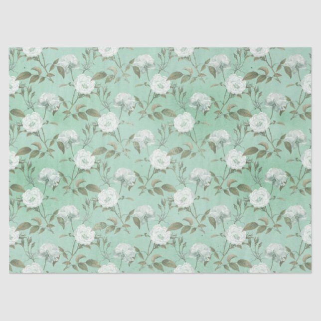 Papel De Seda Shabby Floral Mint Series Design 14 (Frente )